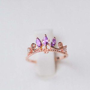 Rose Gold Vermeil Purple Tiara Crown Ring for her